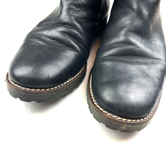Fabianelli Black Leather Shearling Fold-Over Italian Made Moto Boots size 9.5 - Picture 6 of 8